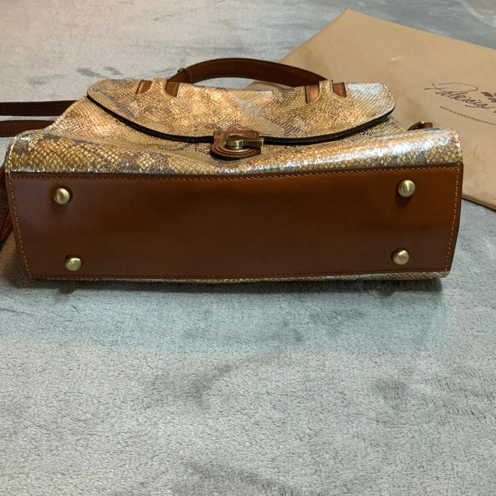 Patricia Nash Metallic Python Tan Leather Handbag Wallet Set P478371 NWT